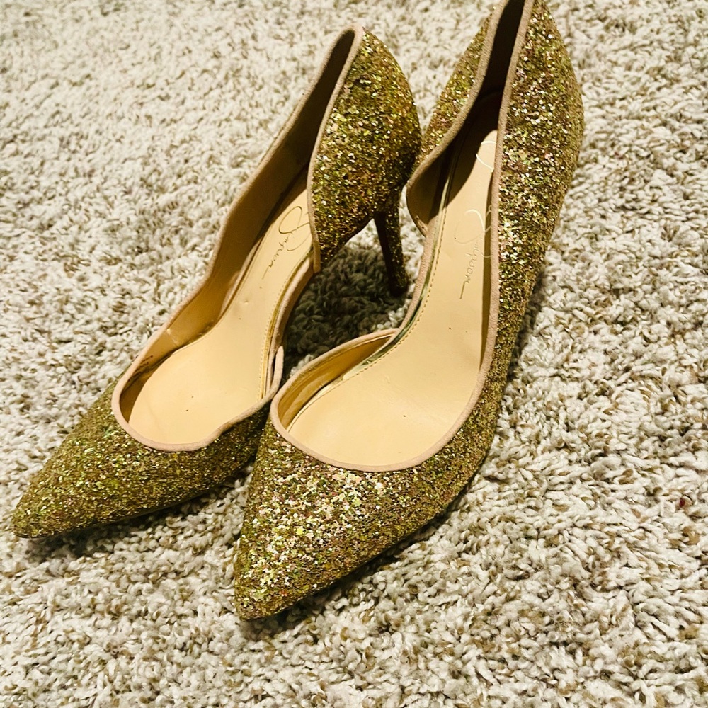 Jessica Simpson Gold Heels